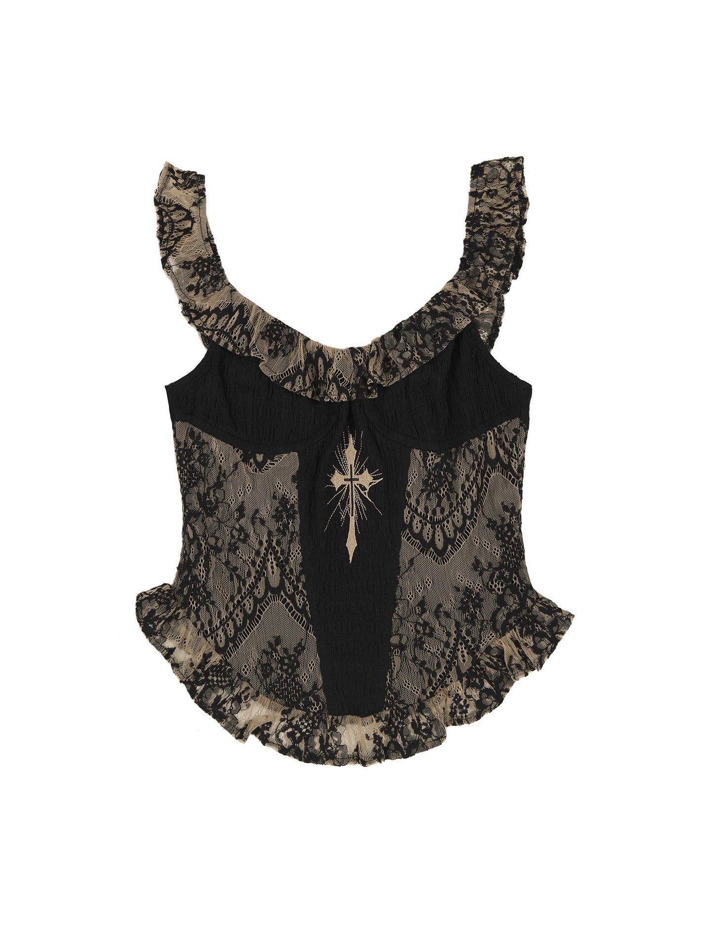 Lace Splicing Tube Top Vest | Retro Dark Pure Desire Punk Design