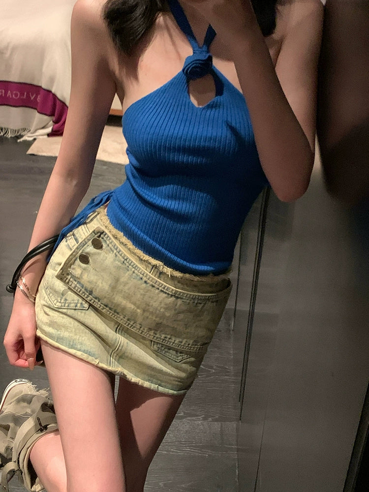 [Millennial Hottie] Denim Mini Skirt - Summer A-Line Hip Skirt