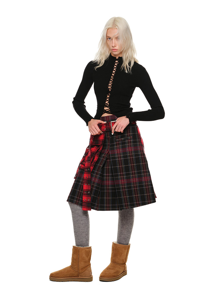 Cut-Out Strappy Turtleneck Base Layer – Slim Long Sleeve Top