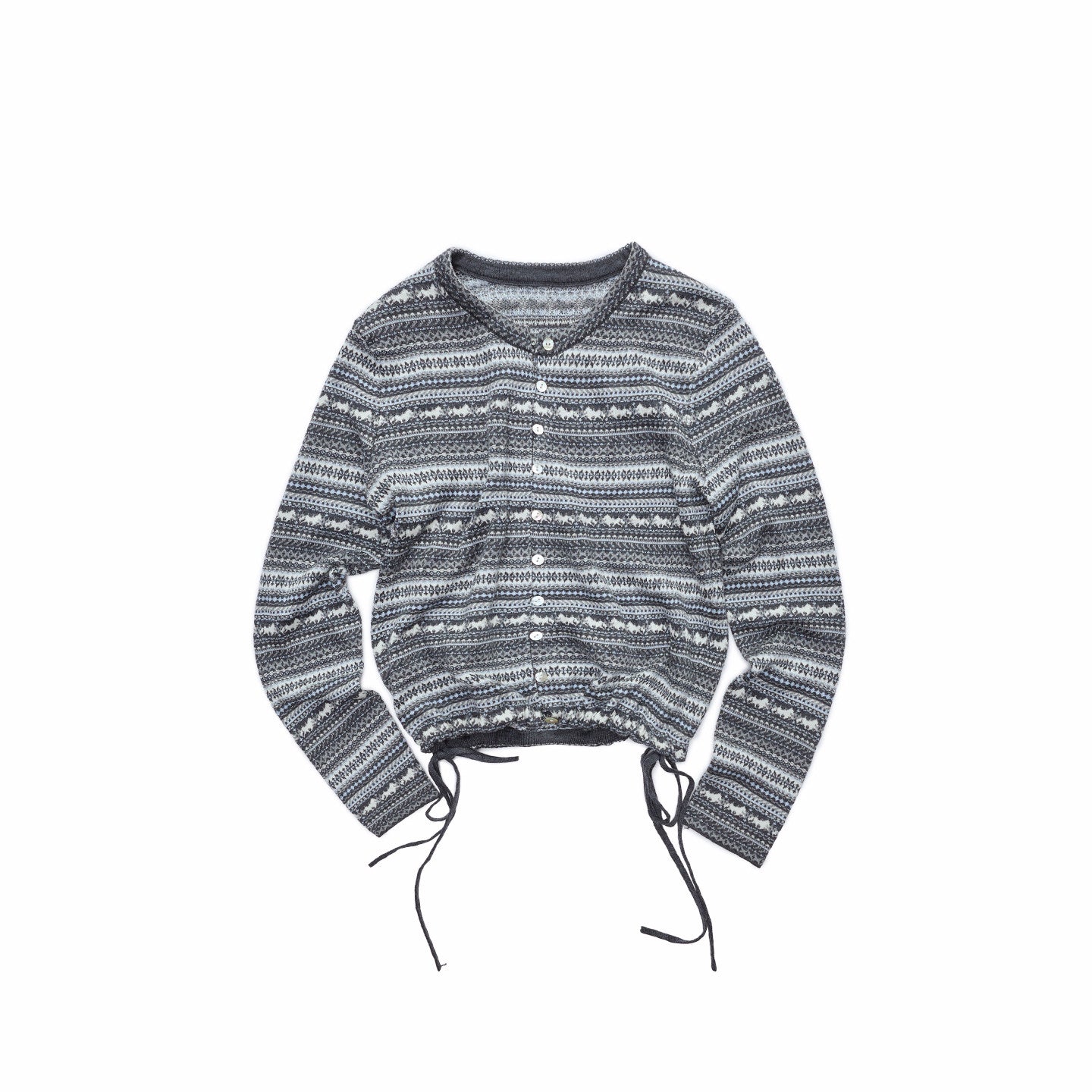 Fair Isle Pony Drawstring Knit Cardigan