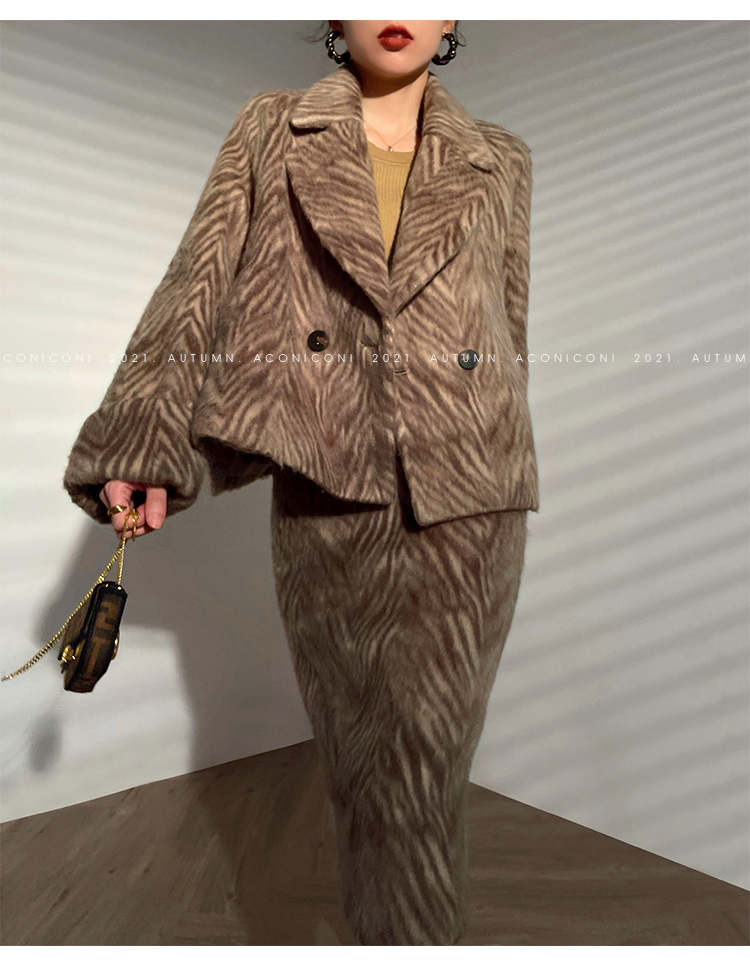 Animal Print Wool Tweed Coat