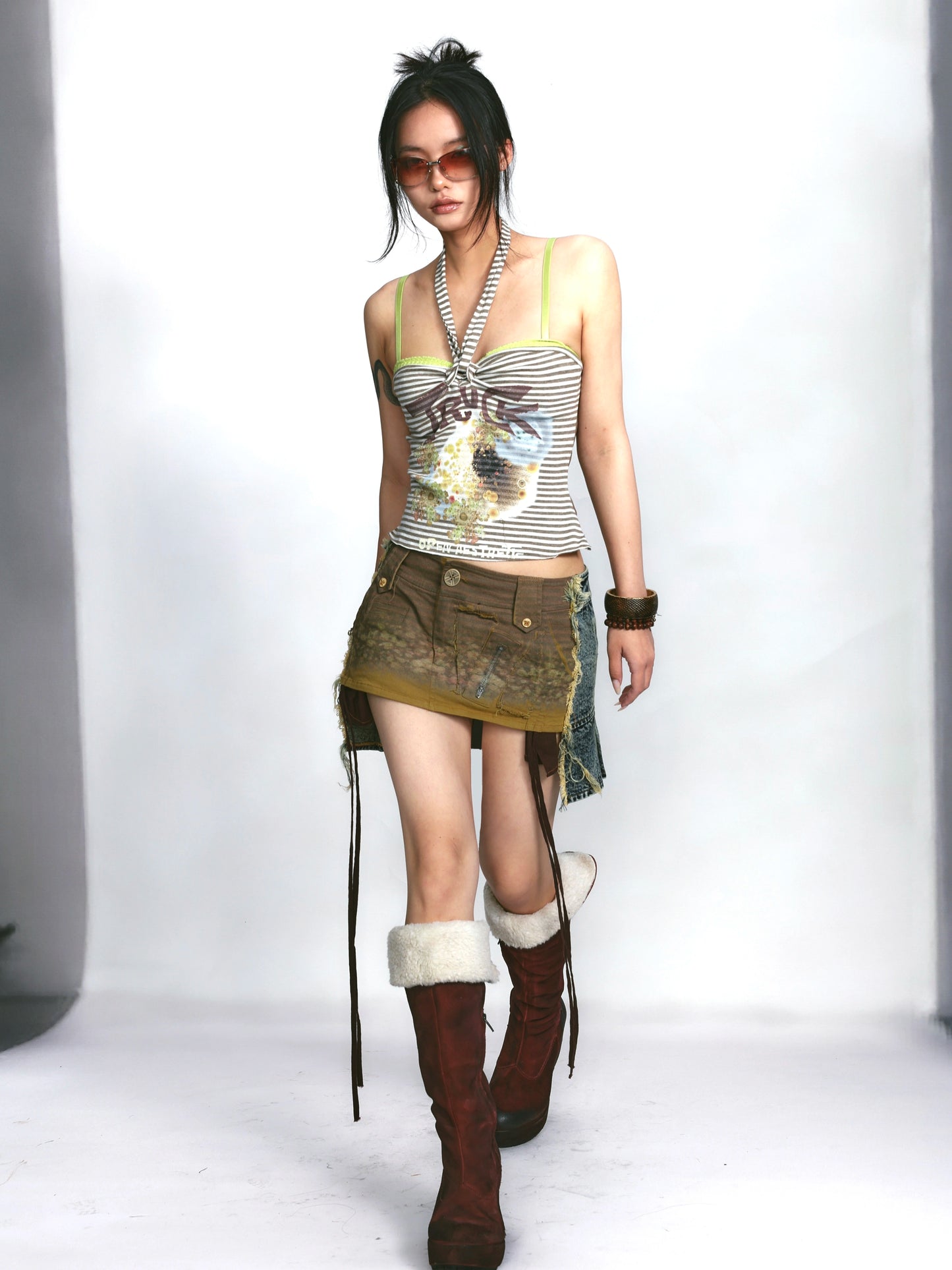 Striped Halterneck Cami – Sporty Knit Style