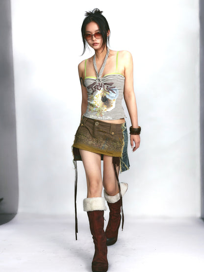 Striped Halterneck Cami – Sporty Knit Style