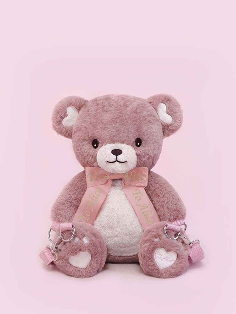 P42617 Retro Lazy Bear Small Fur Backpack