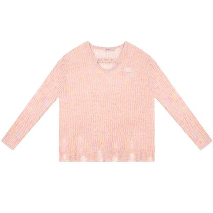 Translucent Hollow Sleeve Knit Top | Sunscreen Retro Design for Spring/Summer