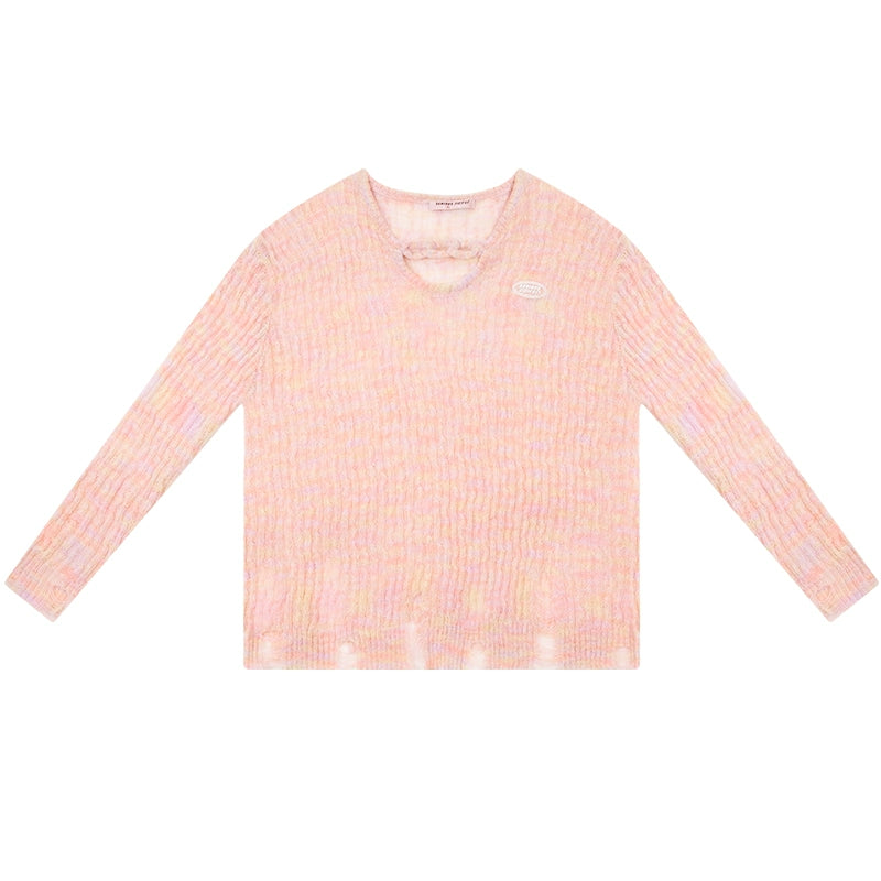 Translucent Hollow Sleeve Knit Top | Sunscreen Retro Design for Spring/Summer