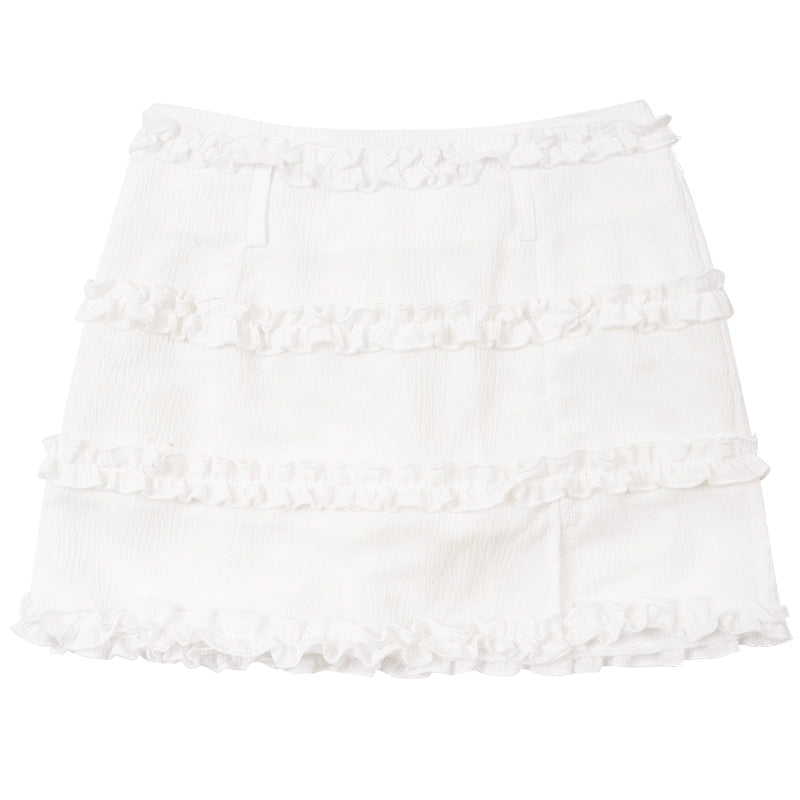 White A-Line Cake Skirt | Retro High Waist Slim Fit for Summer