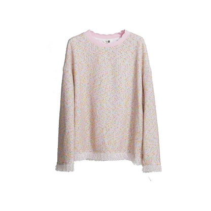 T-shirt autunno di cotone rosa in cotone rosa