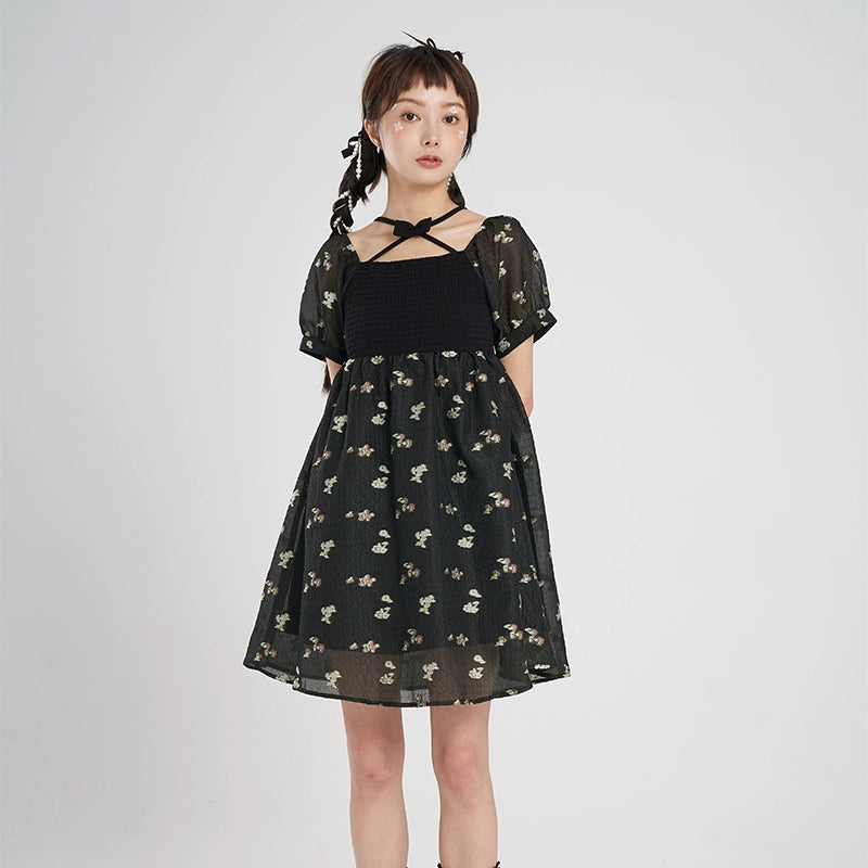 Child's Back Open Jacquard Dress