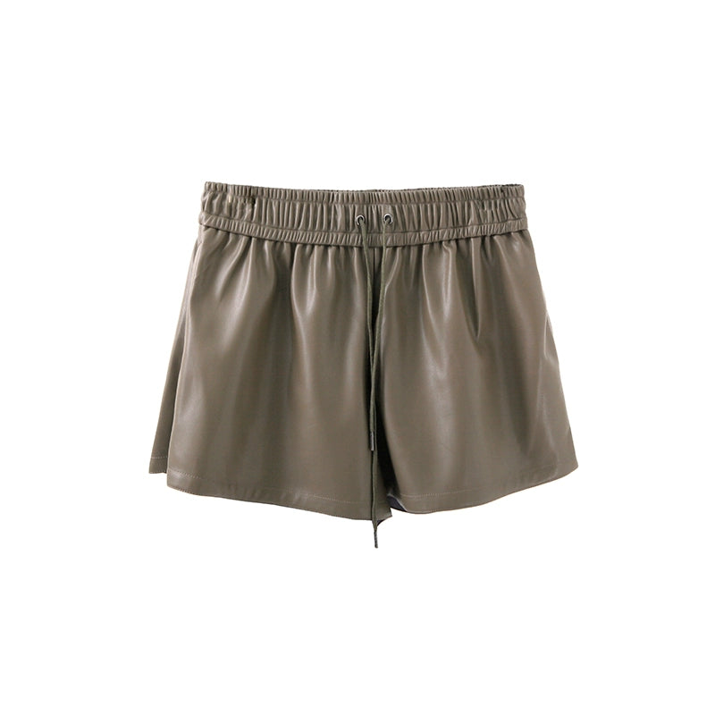 Thai Spicy Coffee PU Leather Shorts