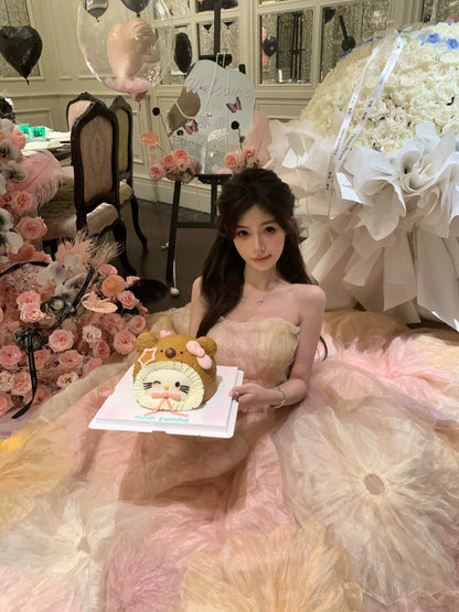 Celebrity Pink Bandeau Dress – Princess Tutu Glam for Coming-of-Age & Birthdays