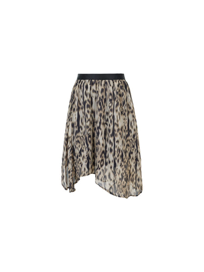 High-Waisted Leopard Print Pleated Midi Skirt – Hong Kong Retro Autumn