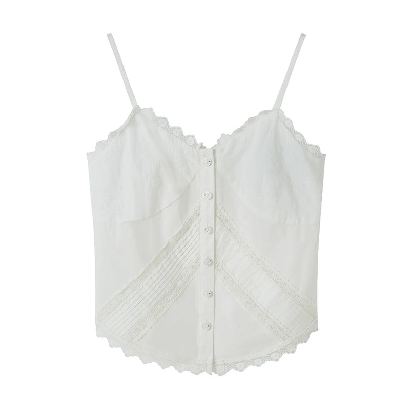 Lace Hollow Cotton Fitted Vest