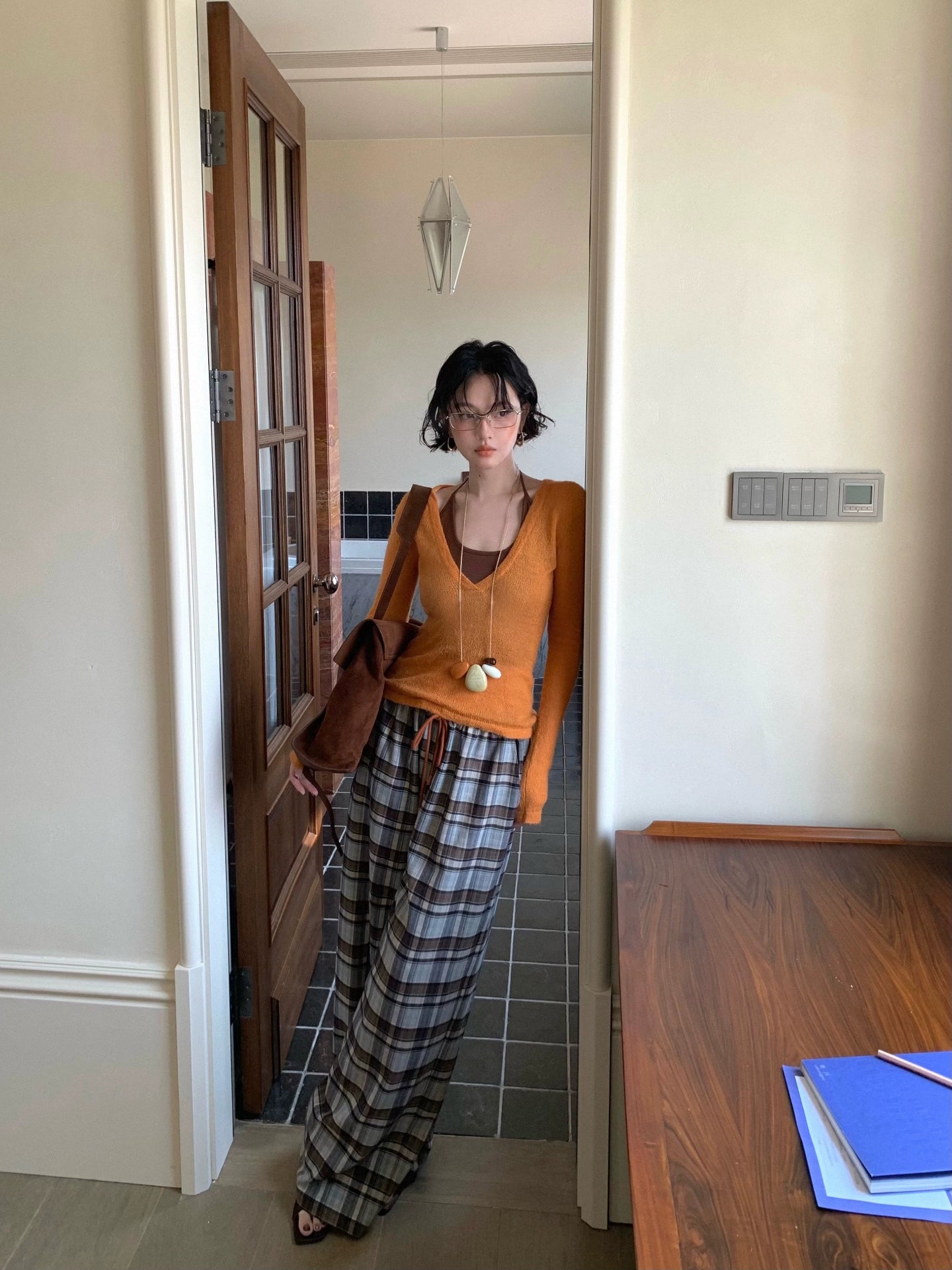 Floating Forest Plaid Drawstring Trousers – Hong Kong Retro Autumn Casual