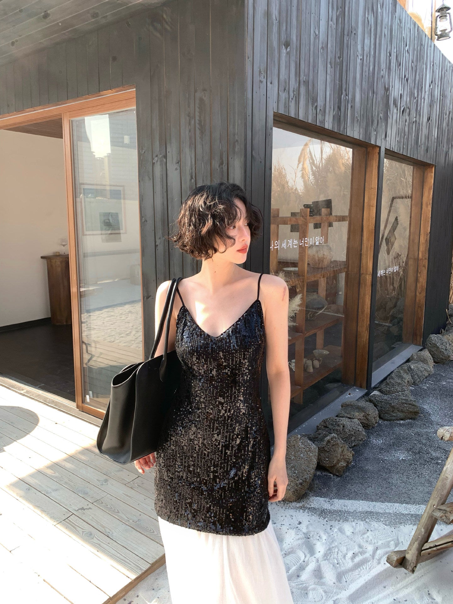 Moon Crossing Sequin Panel Slip Dress