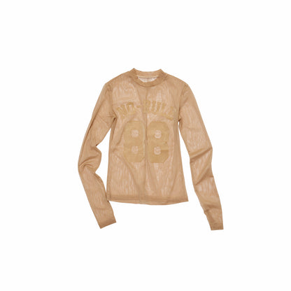 Printed Mesh Turtleneck Top