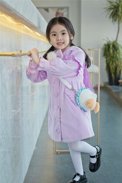 Children's 3D Rabbit Ear Tweed Coat