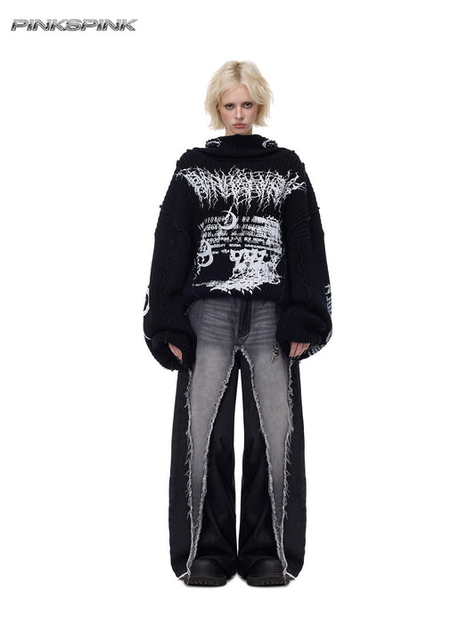 Electric Moon Deconstructed Skirt-Pants Hybrid – Punk Y2K Denim