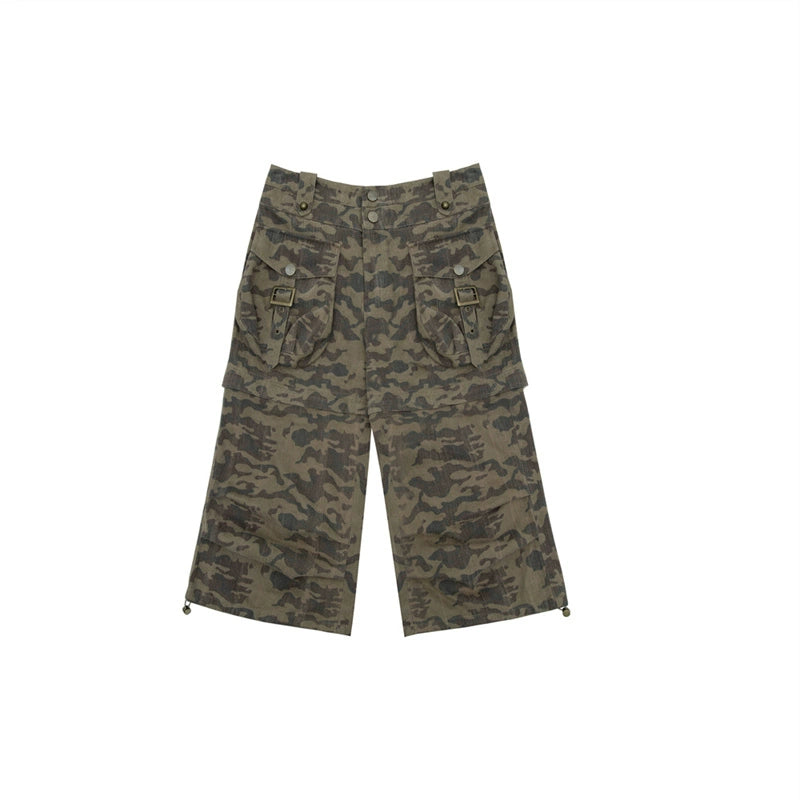 Shorts de camouflage amples | Vêtements de travail rétro de style Wasteland pour l’été