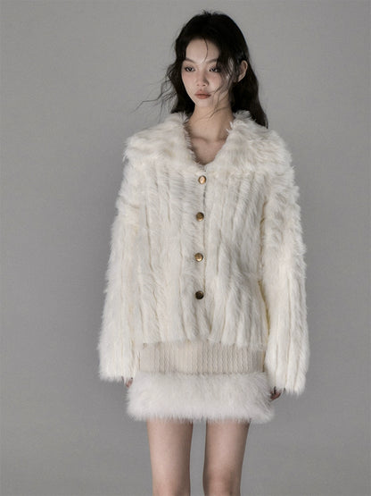 Soft Temperature Imitation Mink Hair Sweater Cardigan