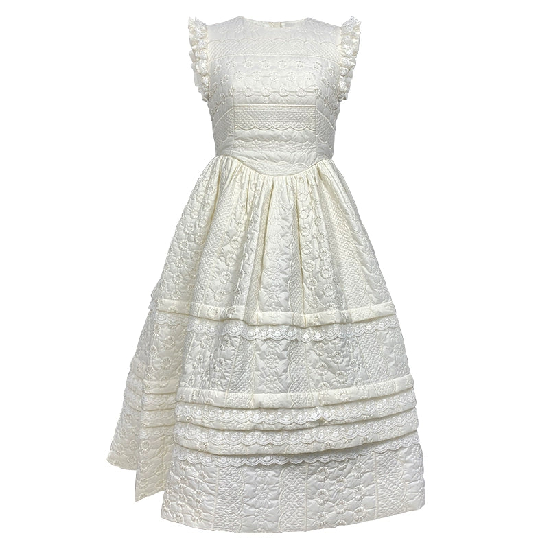 Robe longue en dentelle blanche