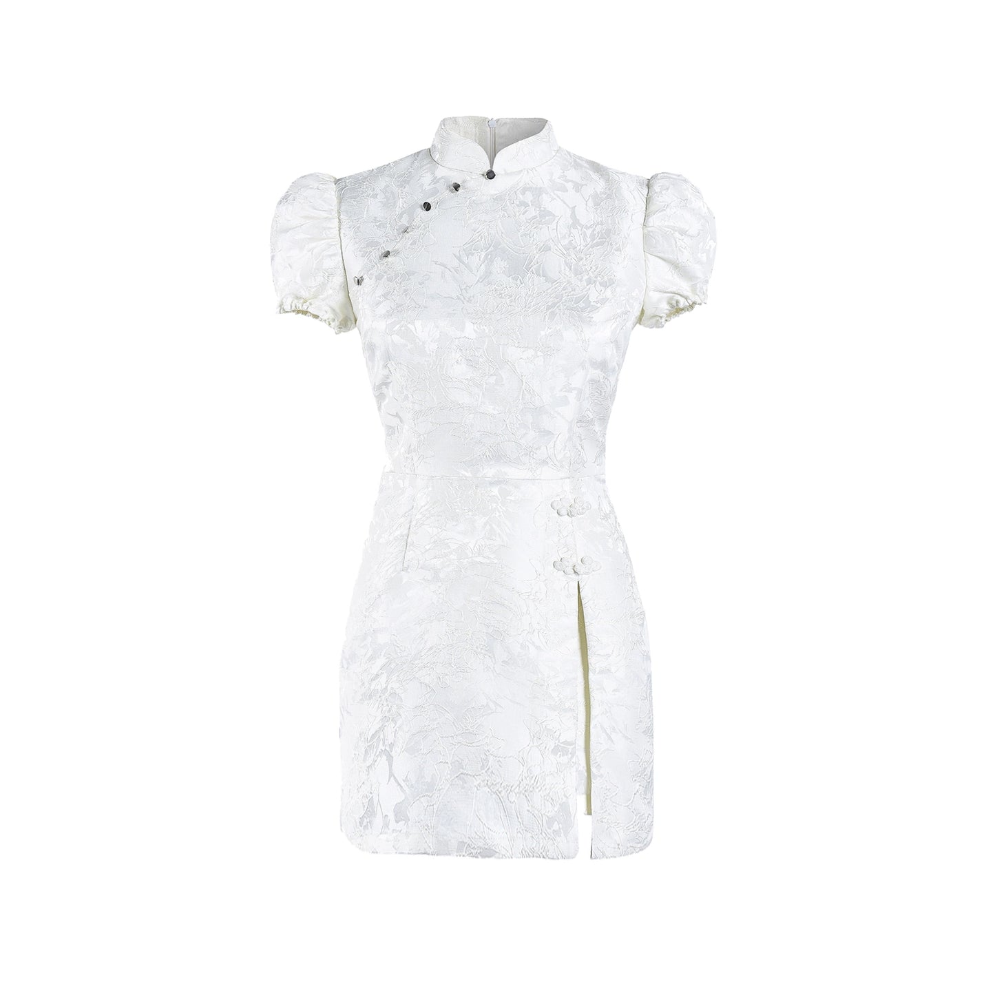 White Jacquard Qipao Dress - Chinese Improved