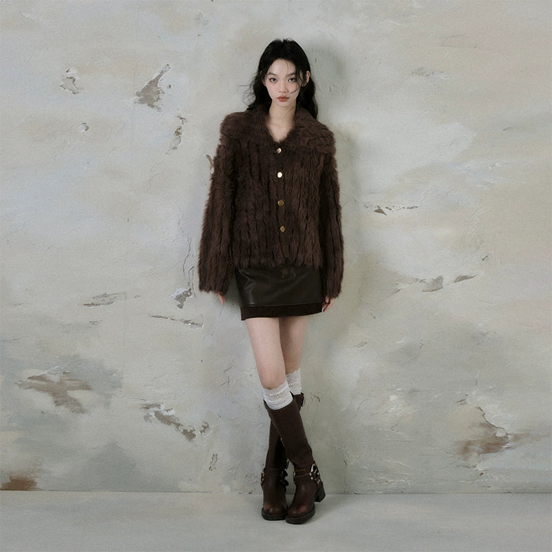 Soft Temperature Imitation Mink Hair Sweater Cardigan