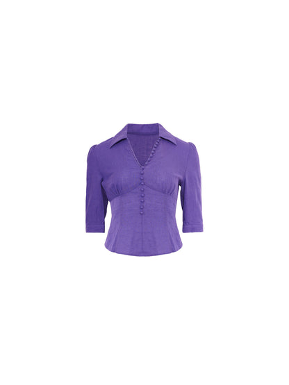 Lan Meng Linen V-Neck Blouse