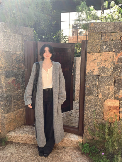 Lazy Knit Long Jacket – Hong Kong Retro Autumn/Winter Outerwear