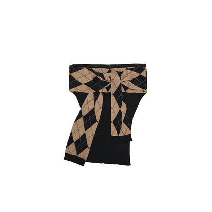 Quilted Panel Knit Lace-Up Bandeau Vest – Cinched Slim Base Layer