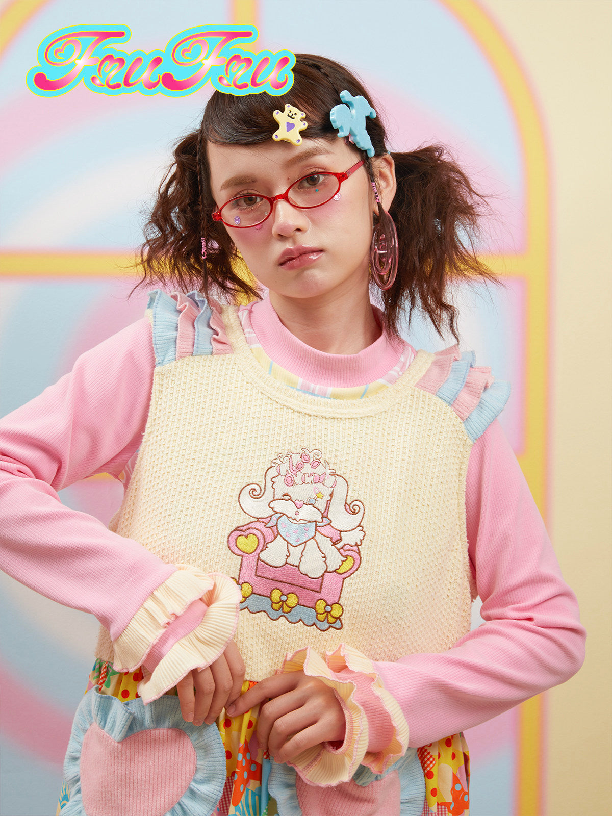 Knitted Patchwork Vest Dress | Cute Embroidered Sweater Dress