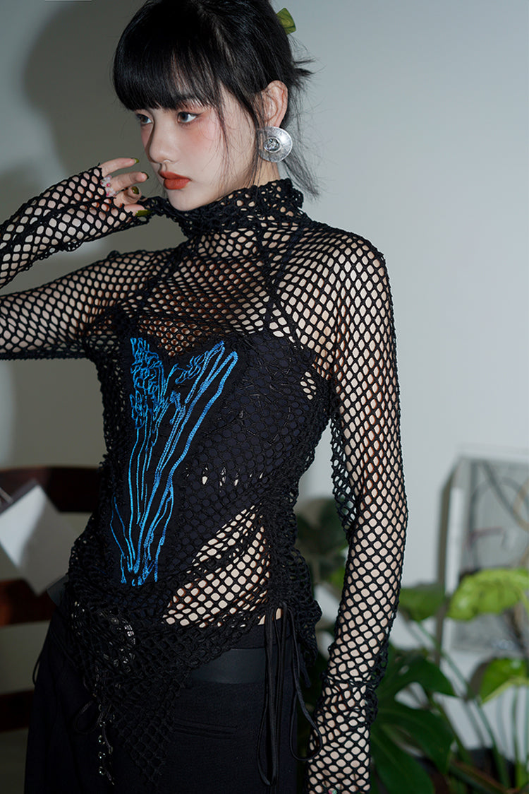 Embroidered Mesh Undershirt