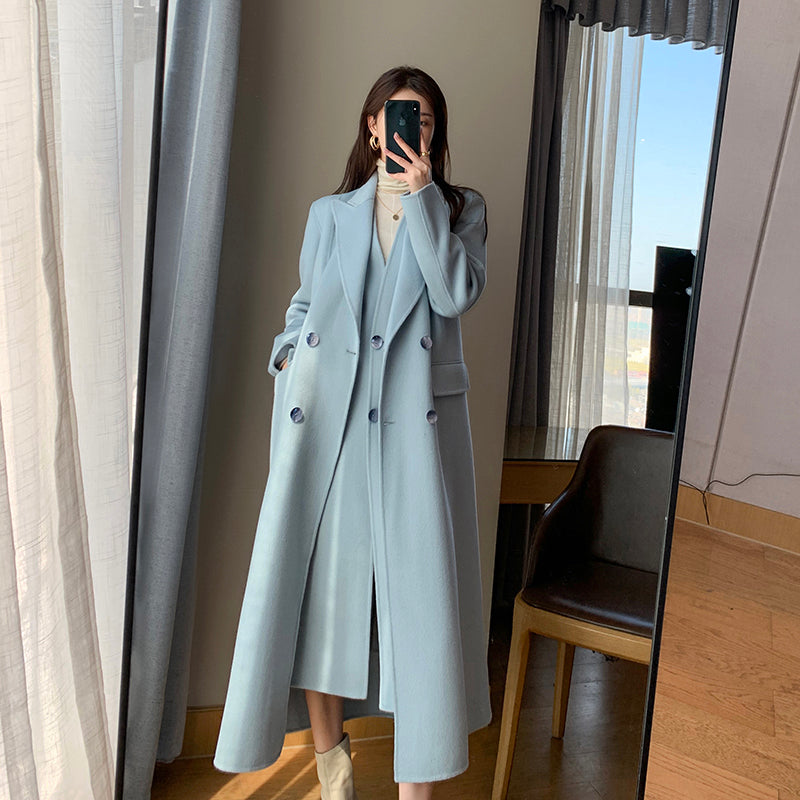 Double-Breasted Wool Coat Set