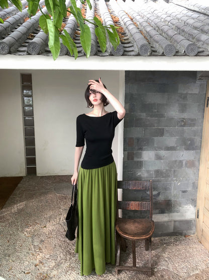French Vintage Bardot Knit Top
