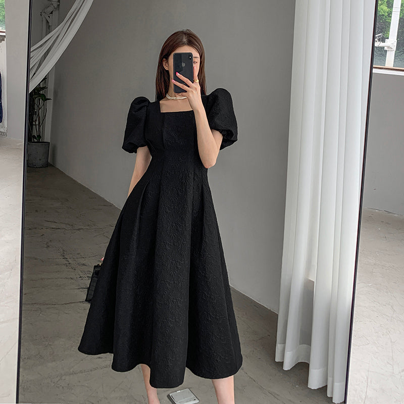 Black Bubble Sleeve Dress