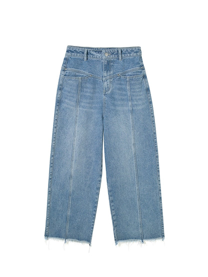 Display a gamba lunga -jeans blu lavati