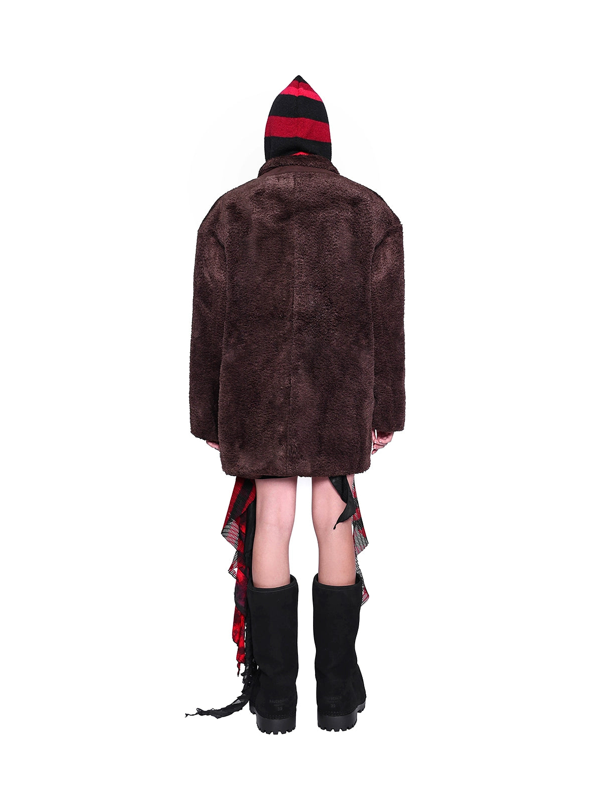 Caramel Suede Genderless Coat – Luxe Fur Loose Silhouette for Warmth