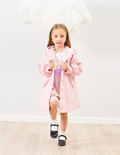 Children's 3D Rabbit Ear Tweed Coat