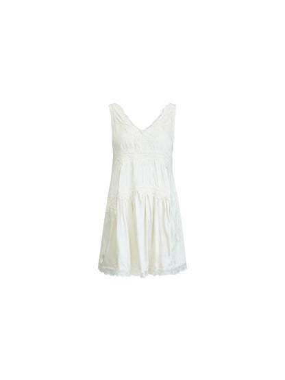 Cloud Thread Lace-Trim V-Neck Knit Top
