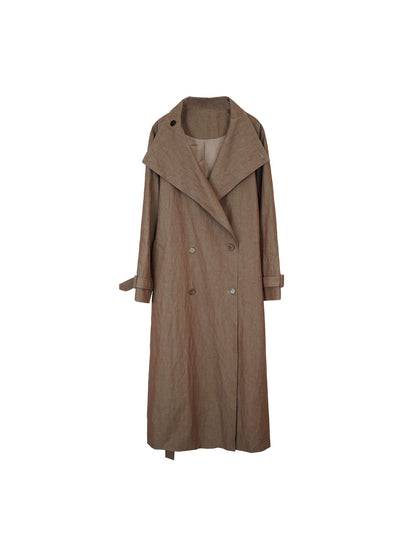 Hong Kong style retro autumn new brown waist-cinching belted trench coat, high-end loose long coat for women