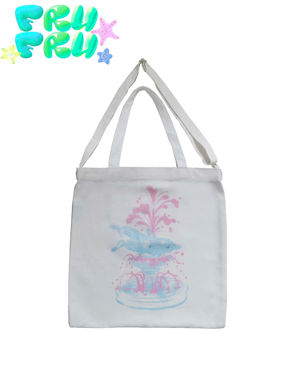 Dolphin Print Canvas Crossbody Bag | Cute Casual Tote