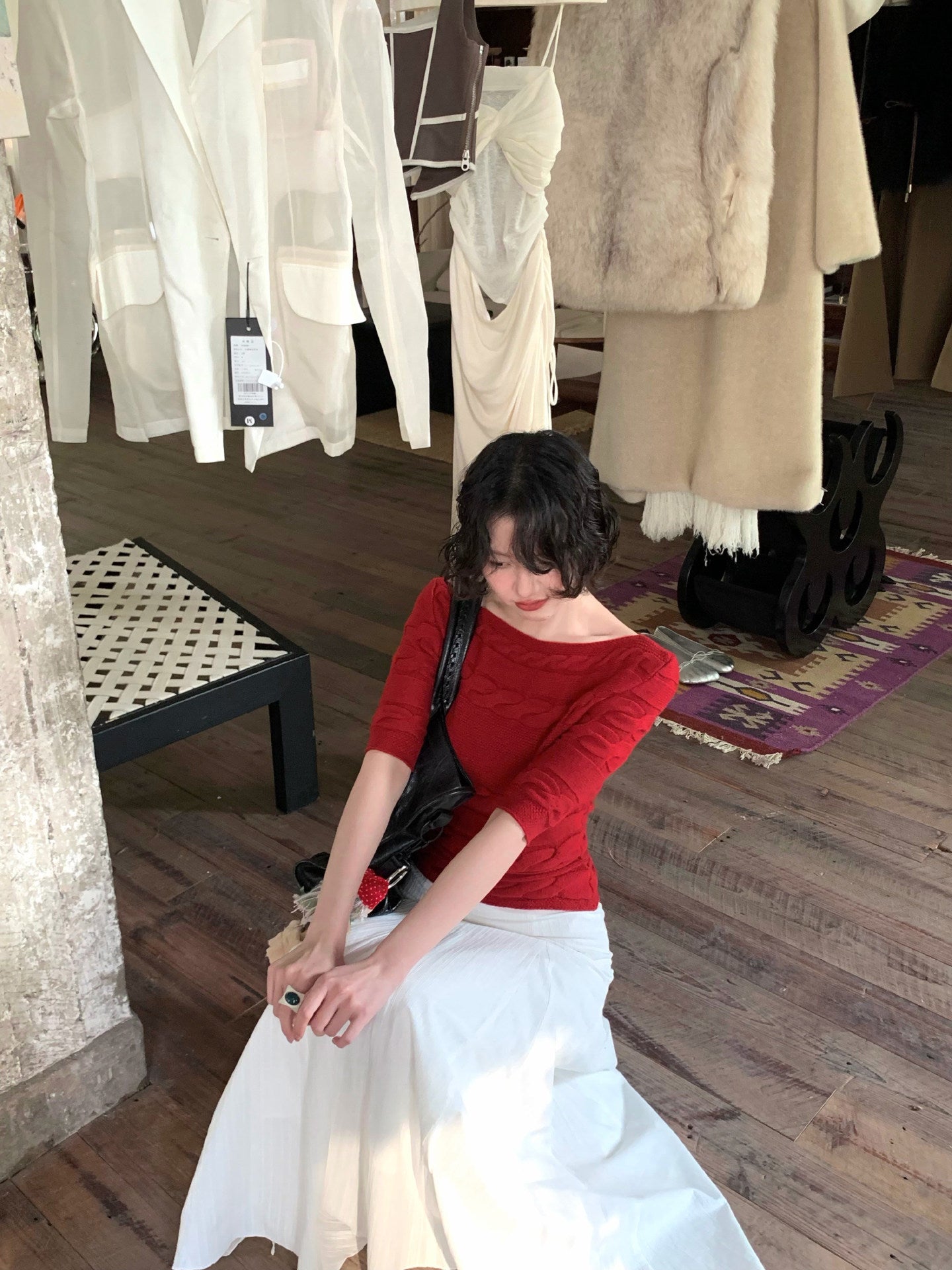 Light Jasmine Asymmetric A-Line Skirt