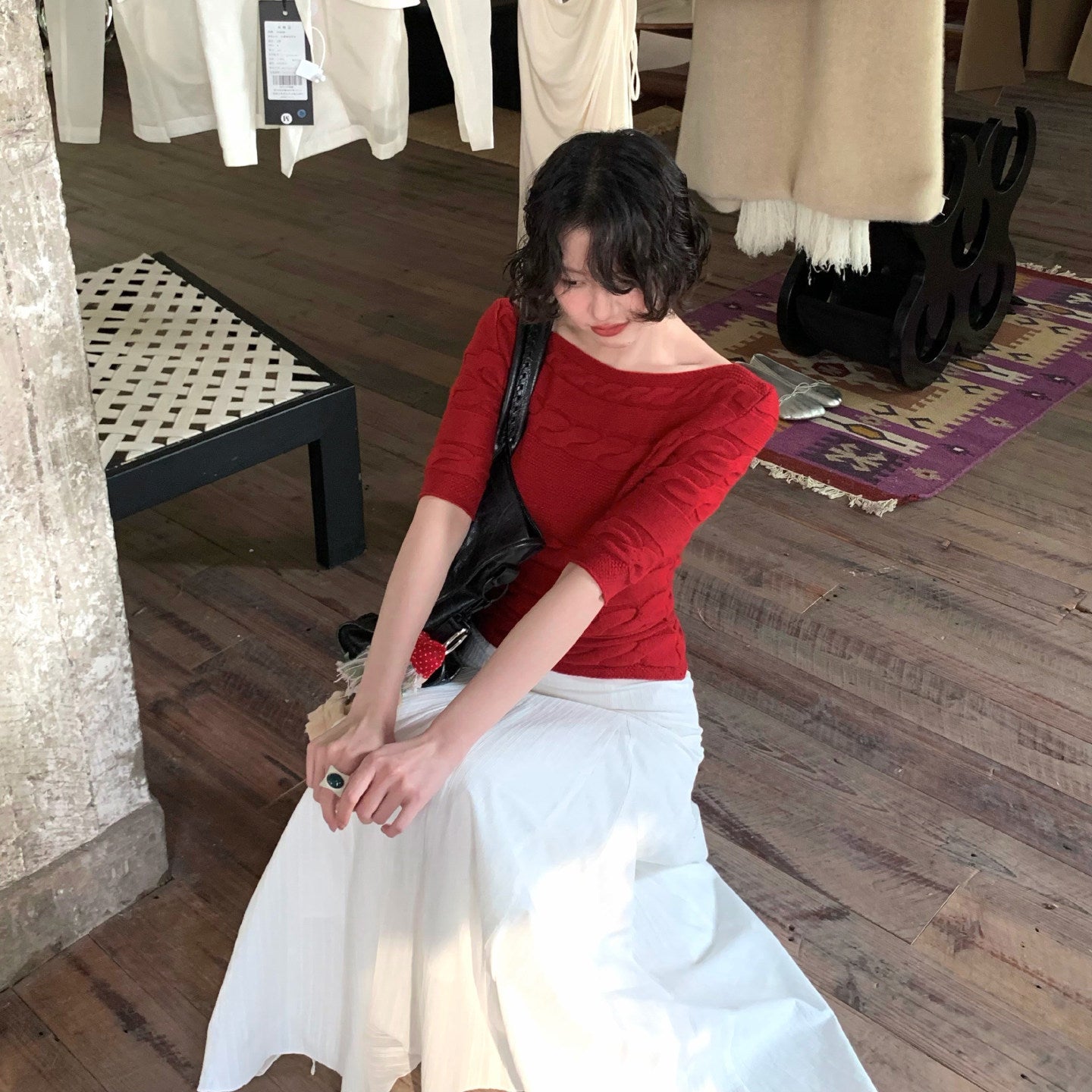 Light Jasmine Asymmetric A-Line Skirt
