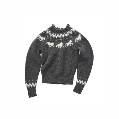 Fair Isle Pony Raglan Knit Sweater
