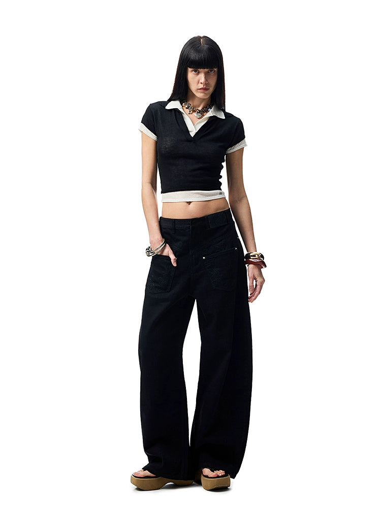 Two-in-One Knitted Polo T-Shirt – Slim Fit Contrast Short Sleeve Top