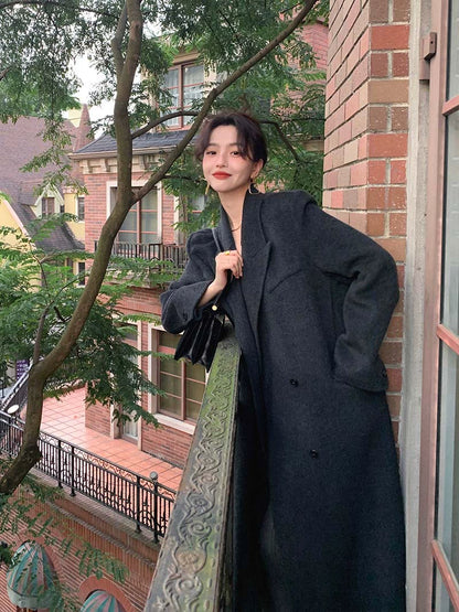 Classic Loose 100% Wool Double-Faced Coat – Retro Autumn/Winter