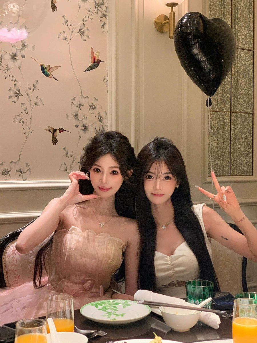 Celebrity Pink Bandeau Dress – Princess Tutu Glam for Coming-of-Age & Birthdays