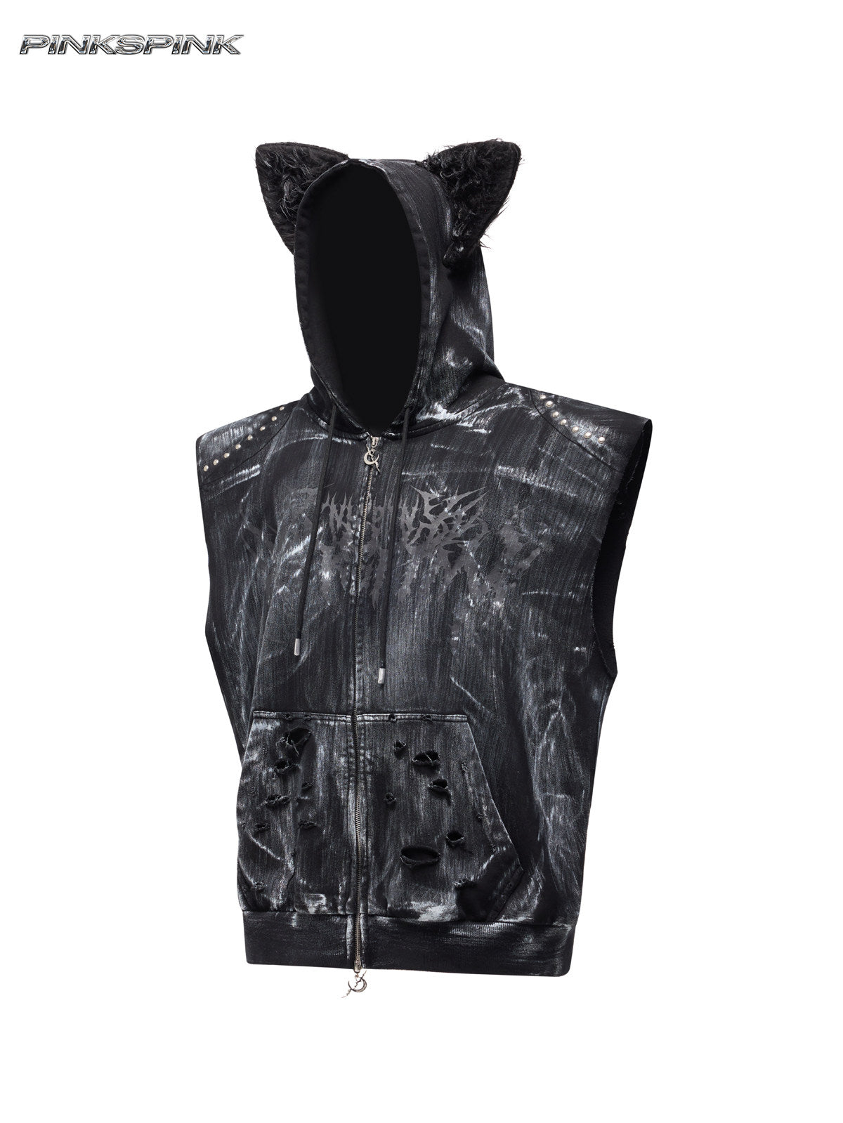 Cat Ear Rock Punk Sleeveless Unisex Y2K Jacket