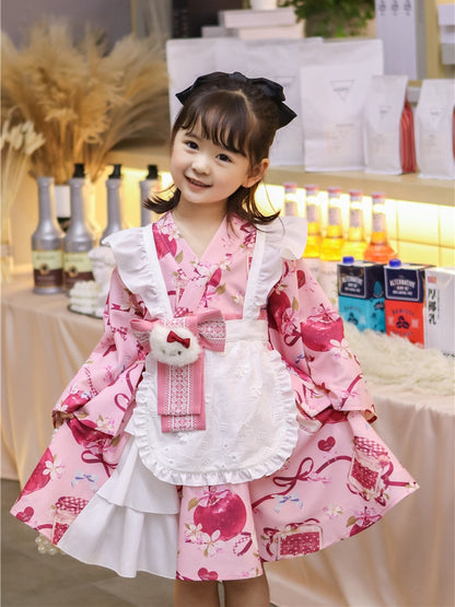 Ringohime Big Apple Print Yukata Children's Dress