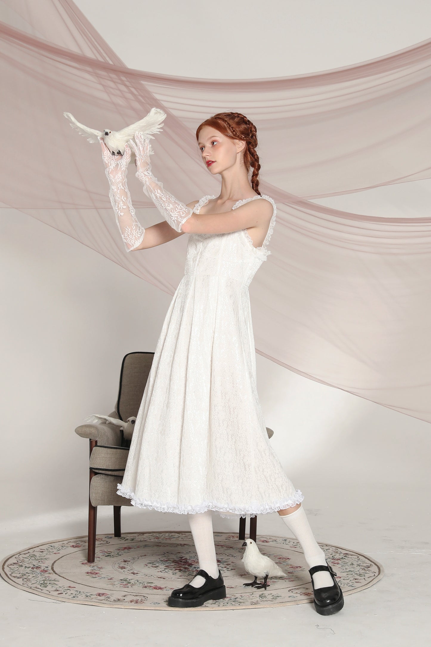 White Dove Elegance - Feather Feel Lace Dress